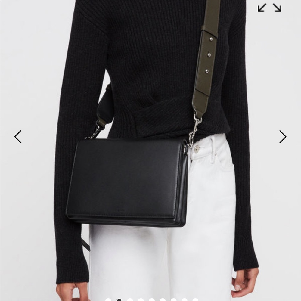 All Saints Black Zep Box Bag